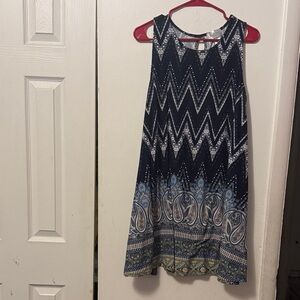 Navy and Blue Chevron Pattern Dress